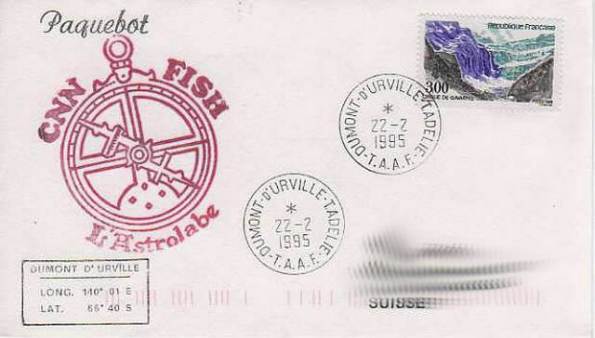 Franzüsisches Schuff, Frankatur Frankreich = Paquebot, auch wenn die Insel zu Frankreich gehört, sie hat aber eigene TAAF Briefmarken yy-paqiebot